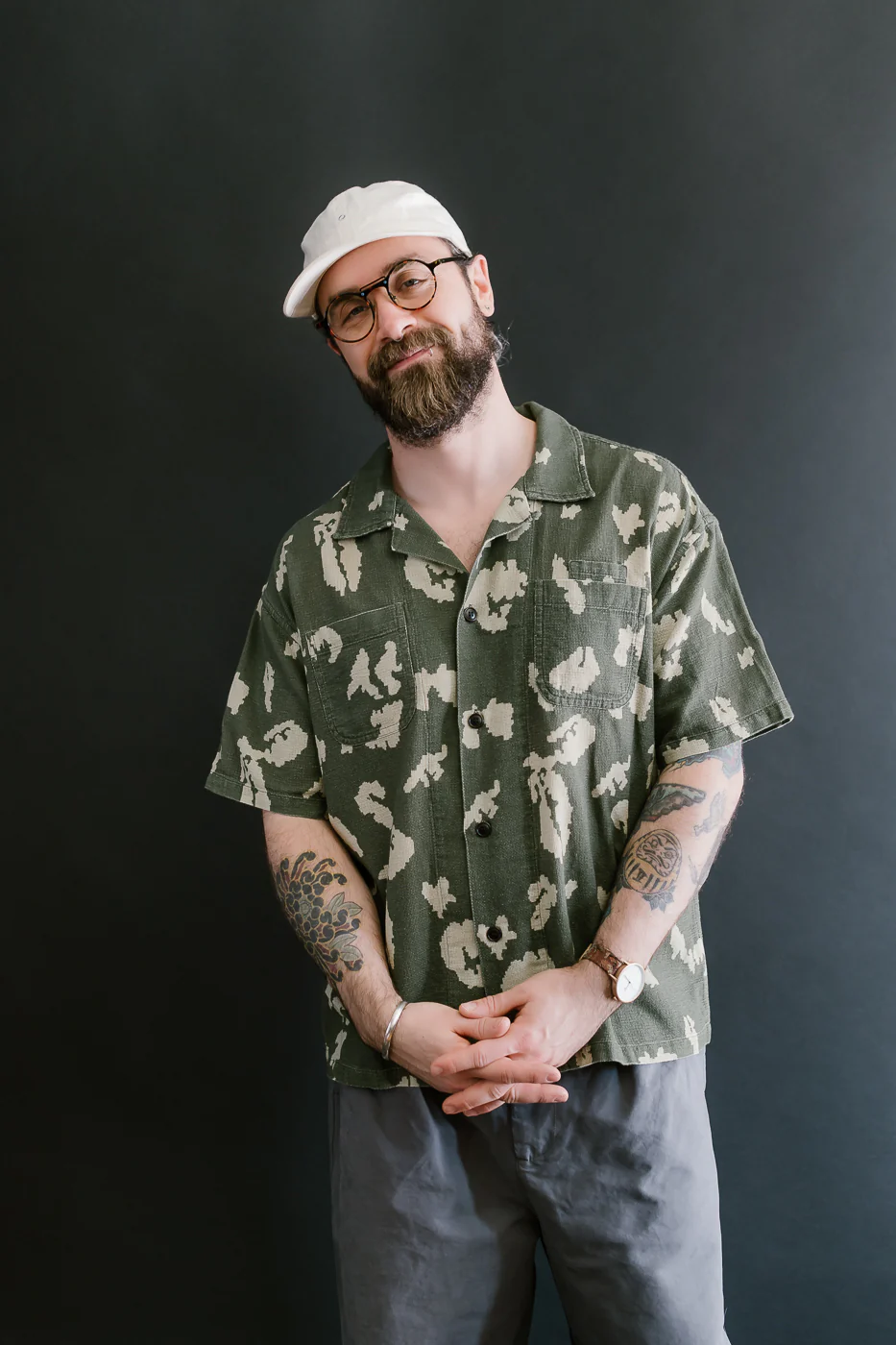 M-I-001 - Cloud Camo Mesh Aloha Shirt - Mint, Off White - Image 16