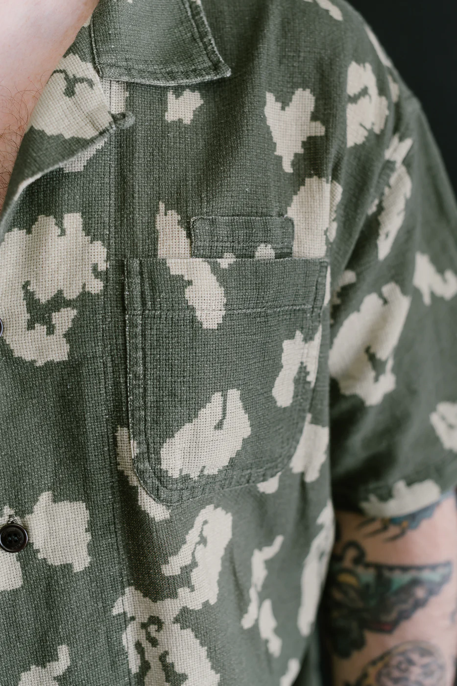 M-I-001 - Cloud Camo Mesh Aloha Shirt - Mint, Off White - Image 18