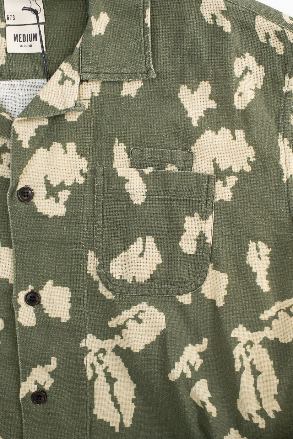 M-I-001 - Cloud Camo Mesh Aloha Shirt - Mint, Off White - Image 3