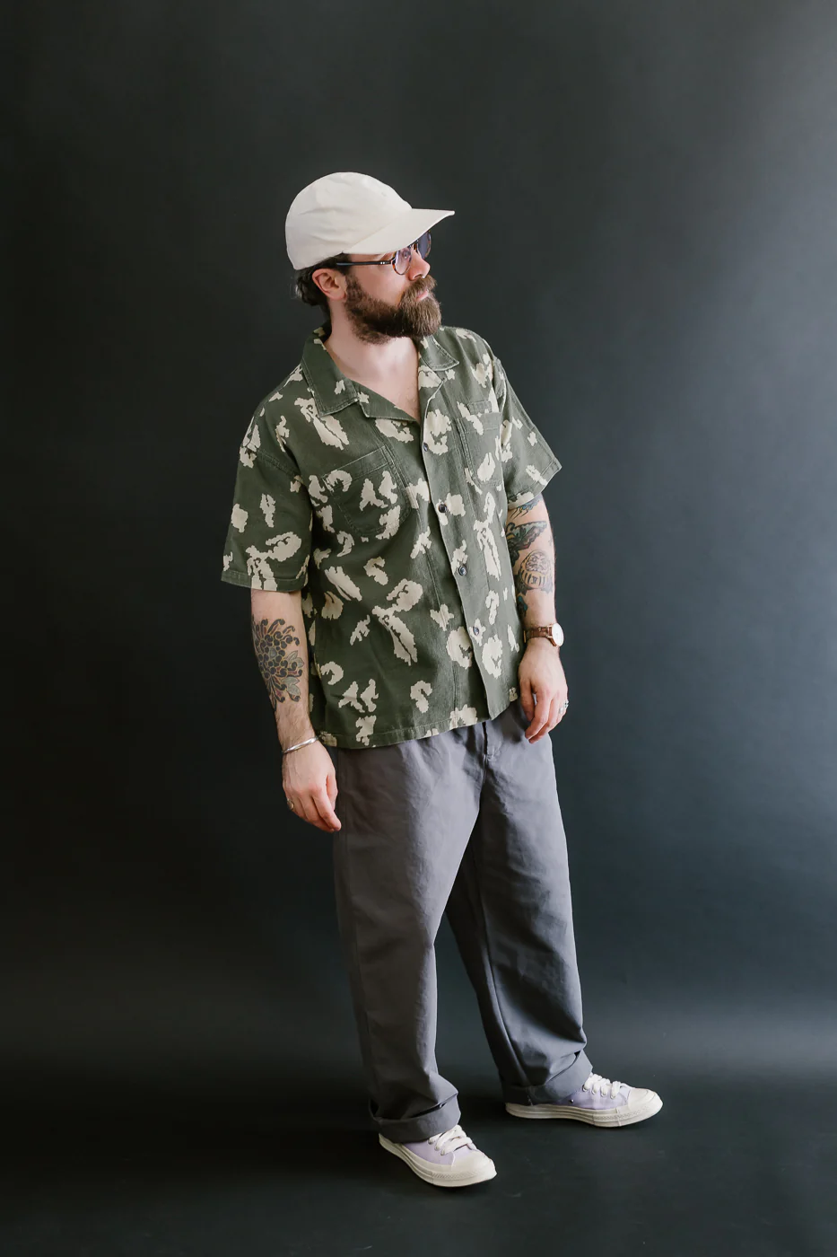 M-I-001 - Cloud Camo Mesh Aloha Shirt - Mint, Off White - Image 7