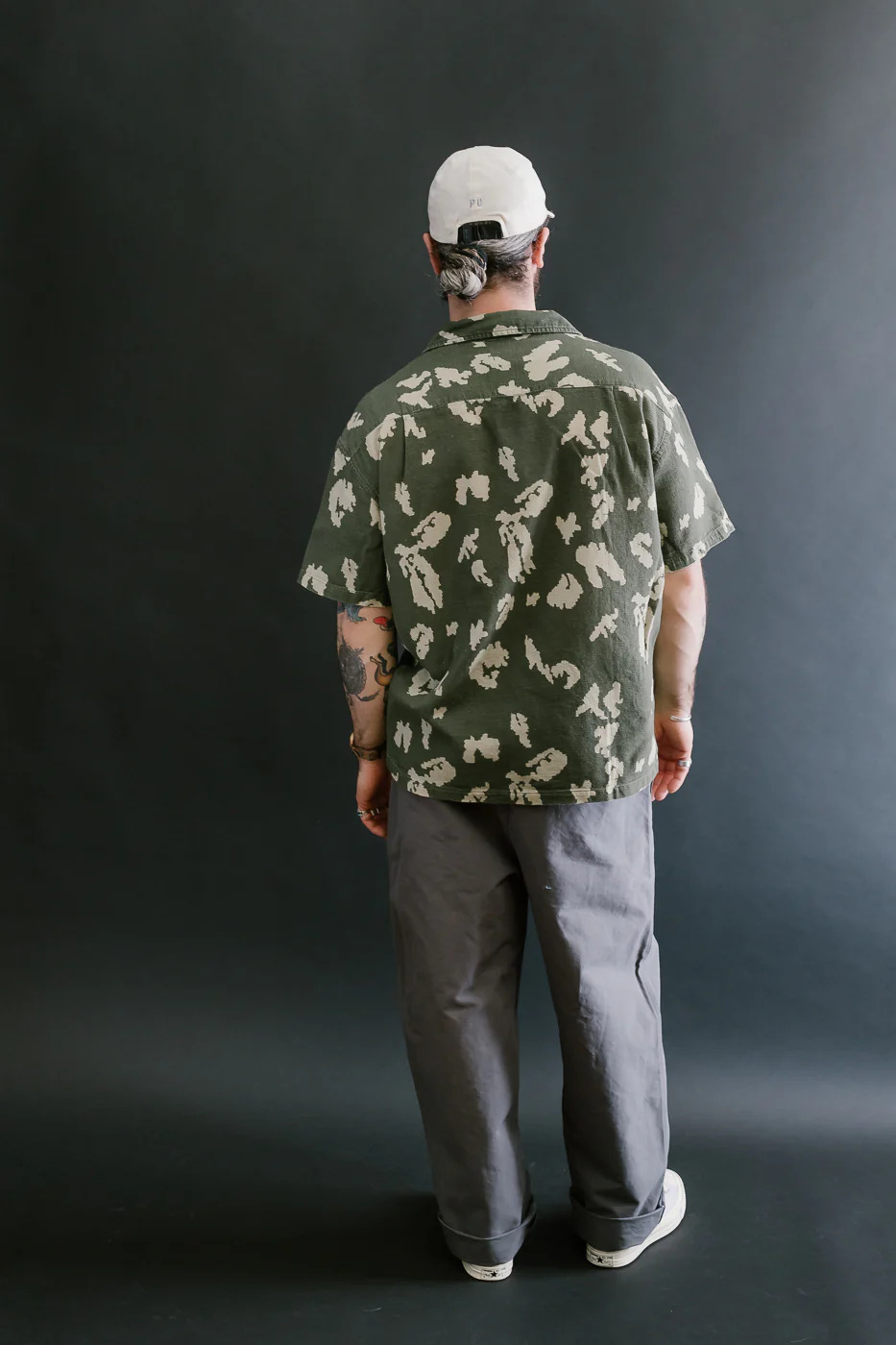 M-I-001 - Cloud Camo Mesh Aloha Shirt - Mint, Off White - Image 9