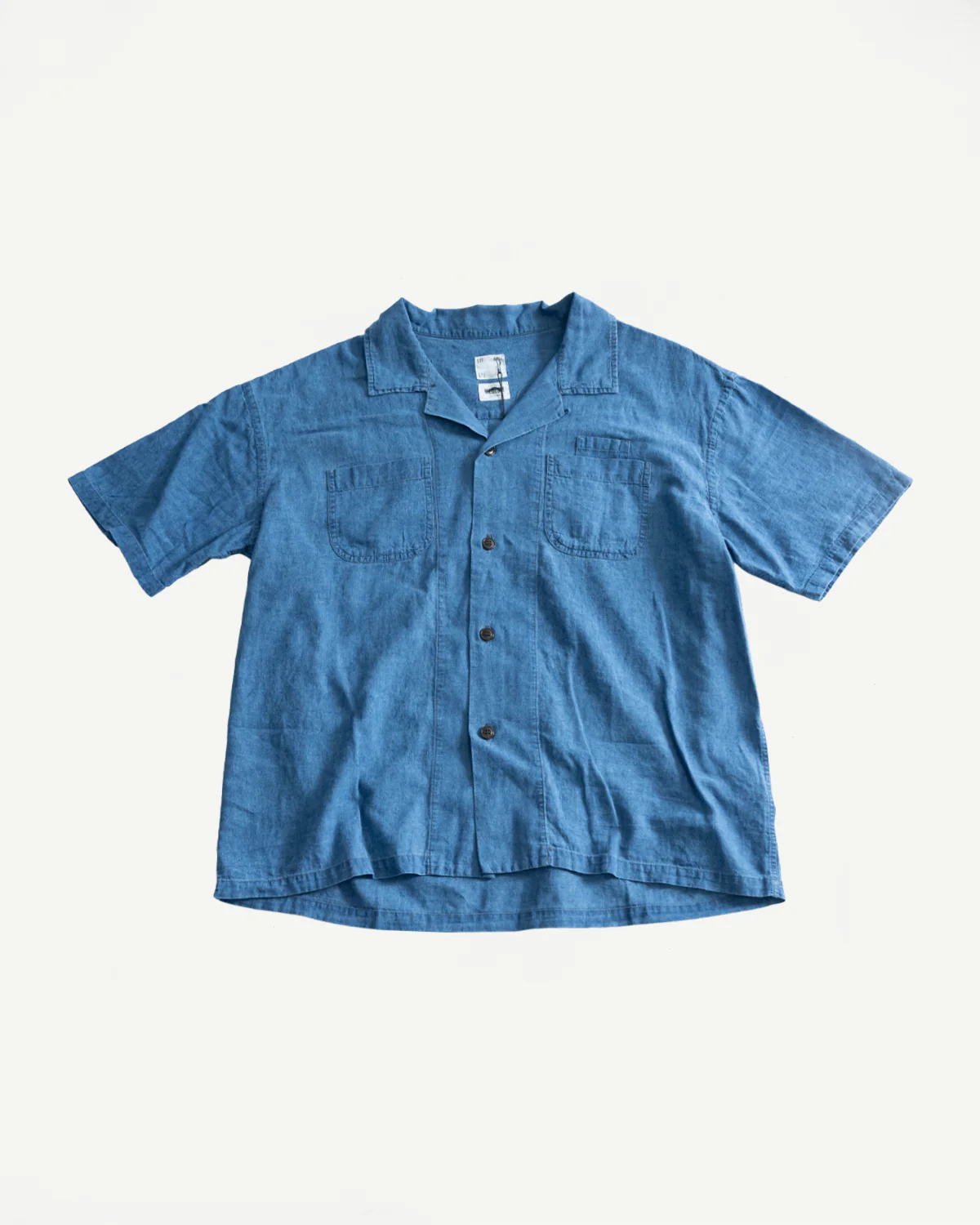 M-I-002 - Linen Cotton Denim Aloha Shirt - Blue
