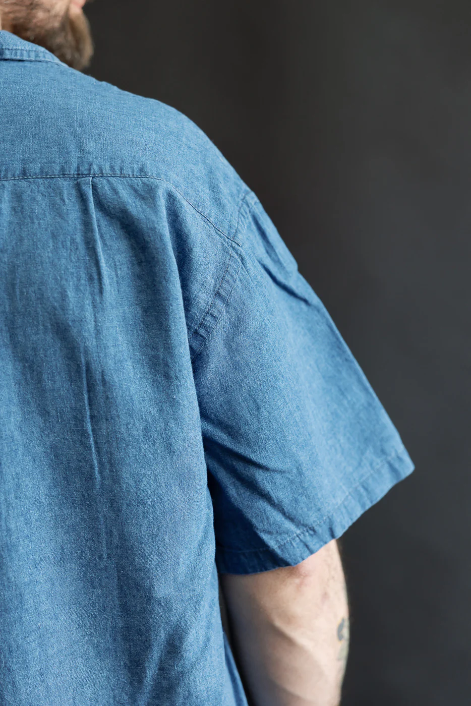 M-I-002 - Linen Cotton Denim Aloha Shirt - Blue - Image 17
