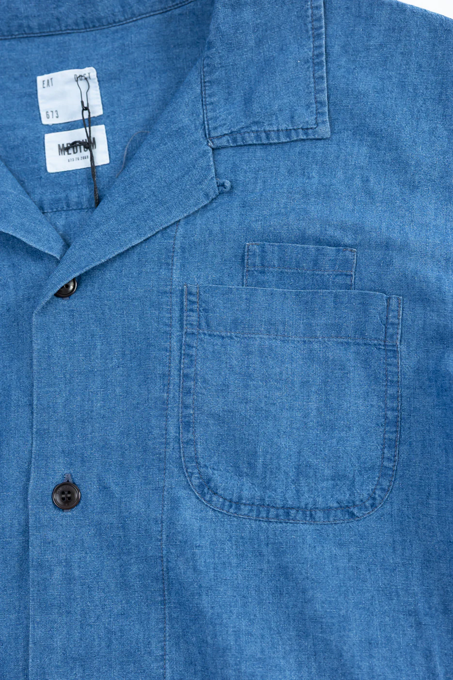 M-I-002 - Linen Cotton Denim Aloha Shirt - Blue - Image 2