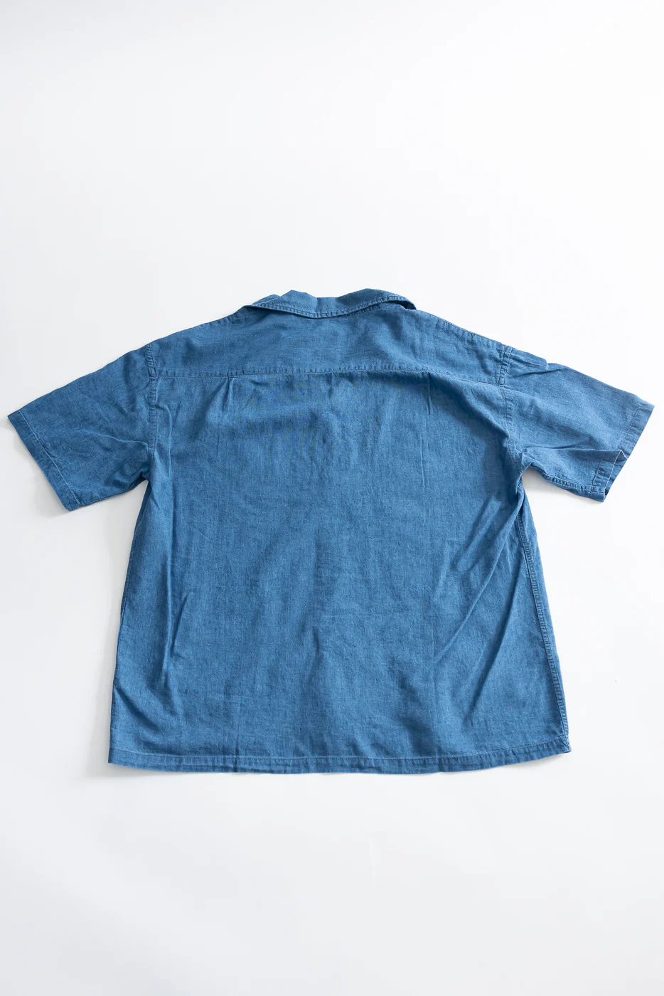 M-I-002 - Linen Cotton Denim Aloha Shirt - Blue - Image 4