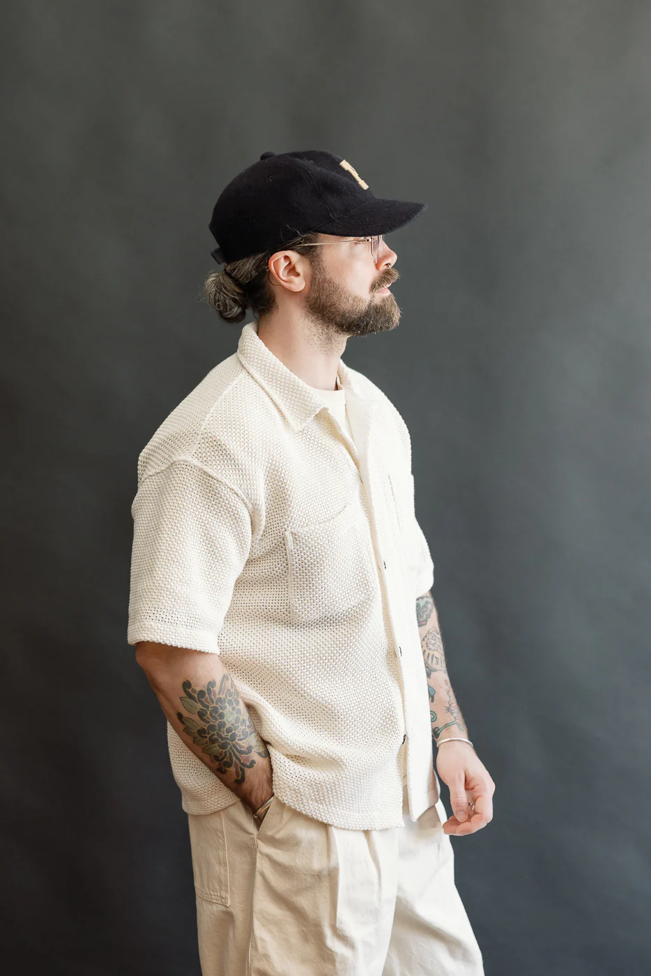 M-I-002C - Breeze Shirt Trellis Cotton - Ecru - Image 10