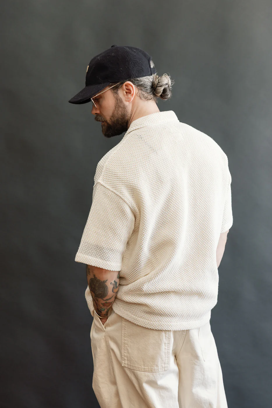 M-I-002C - Breeze Shirt Trellis Cotton - Ecru - Image 12