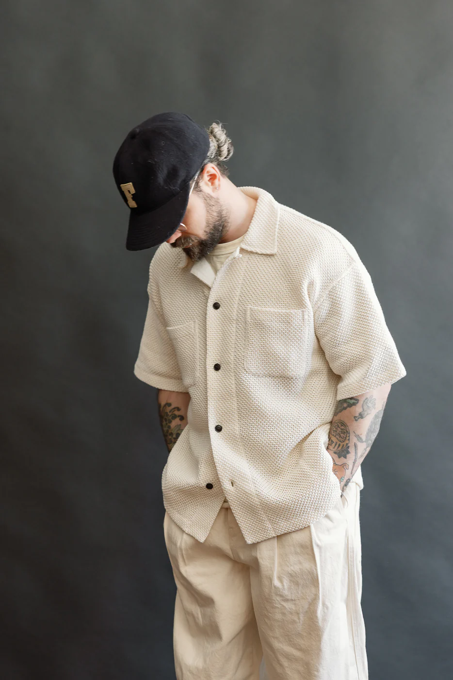 M-I-002C - Breeze Shirt Trellis Cotton - Ecru - Image 13
