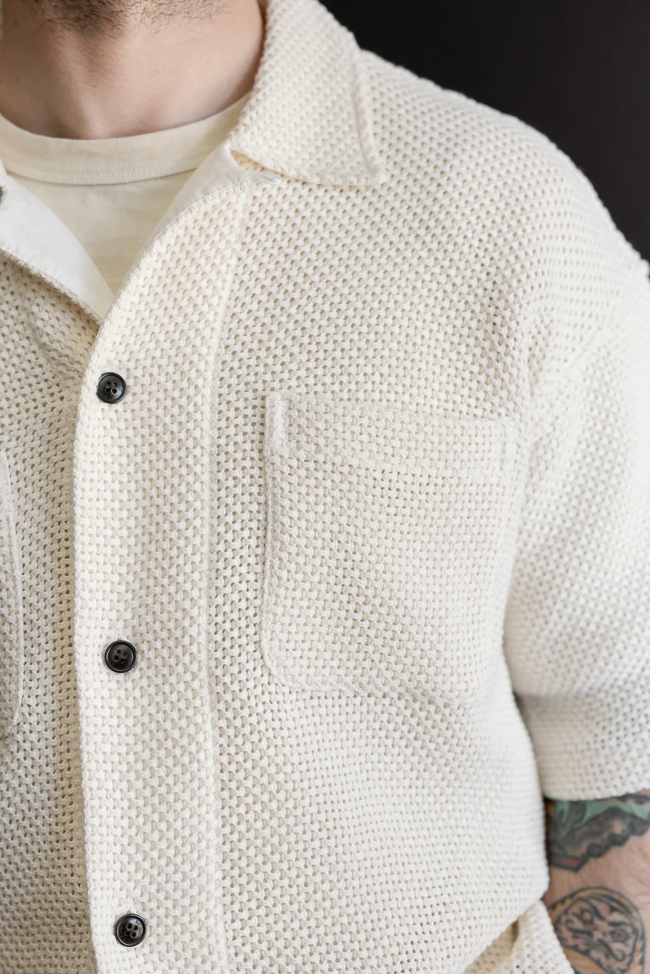 M-I-002C - Breeze Shirt Trellis Cotton - Ecru - Image 15