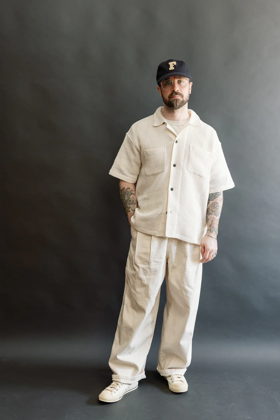 M-I-002C - Breeze Shirt Trellis Cotton - Ecru - Image 6