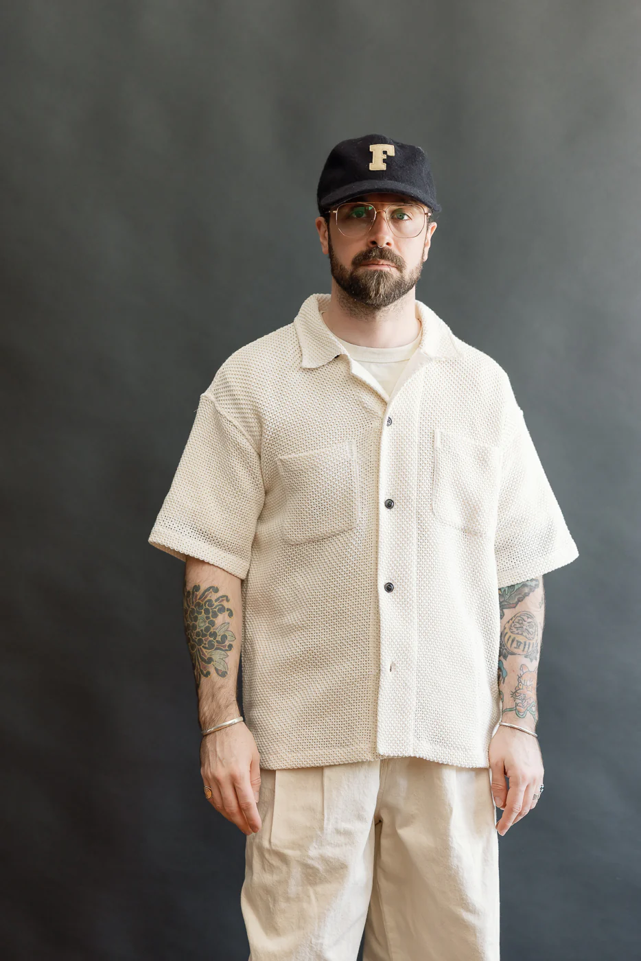 M-I-002C - Breeze Shirt Trellis Cotton - Ecru - Image 9
