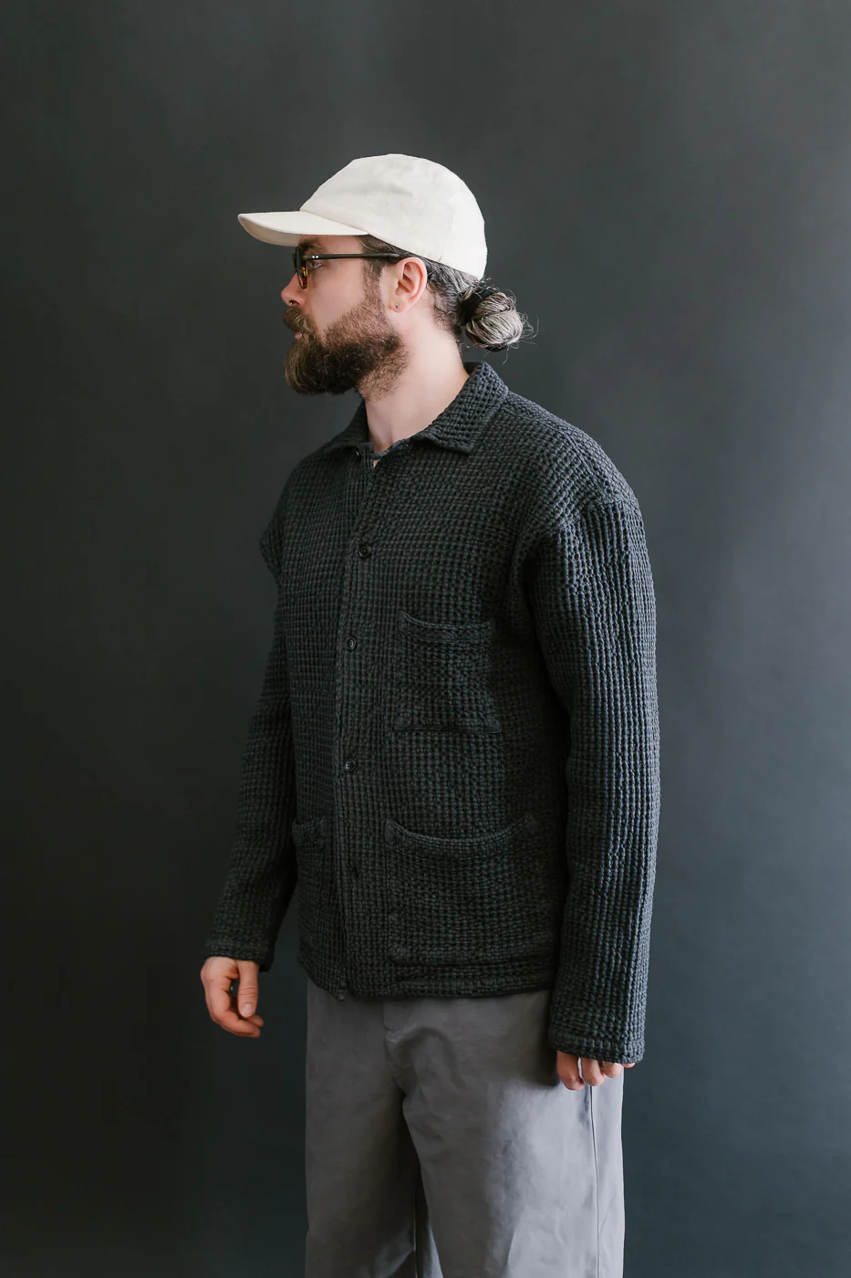 M-I-006 - Cabana Shirt Chickpea Cotton - Asphalt - Image 16