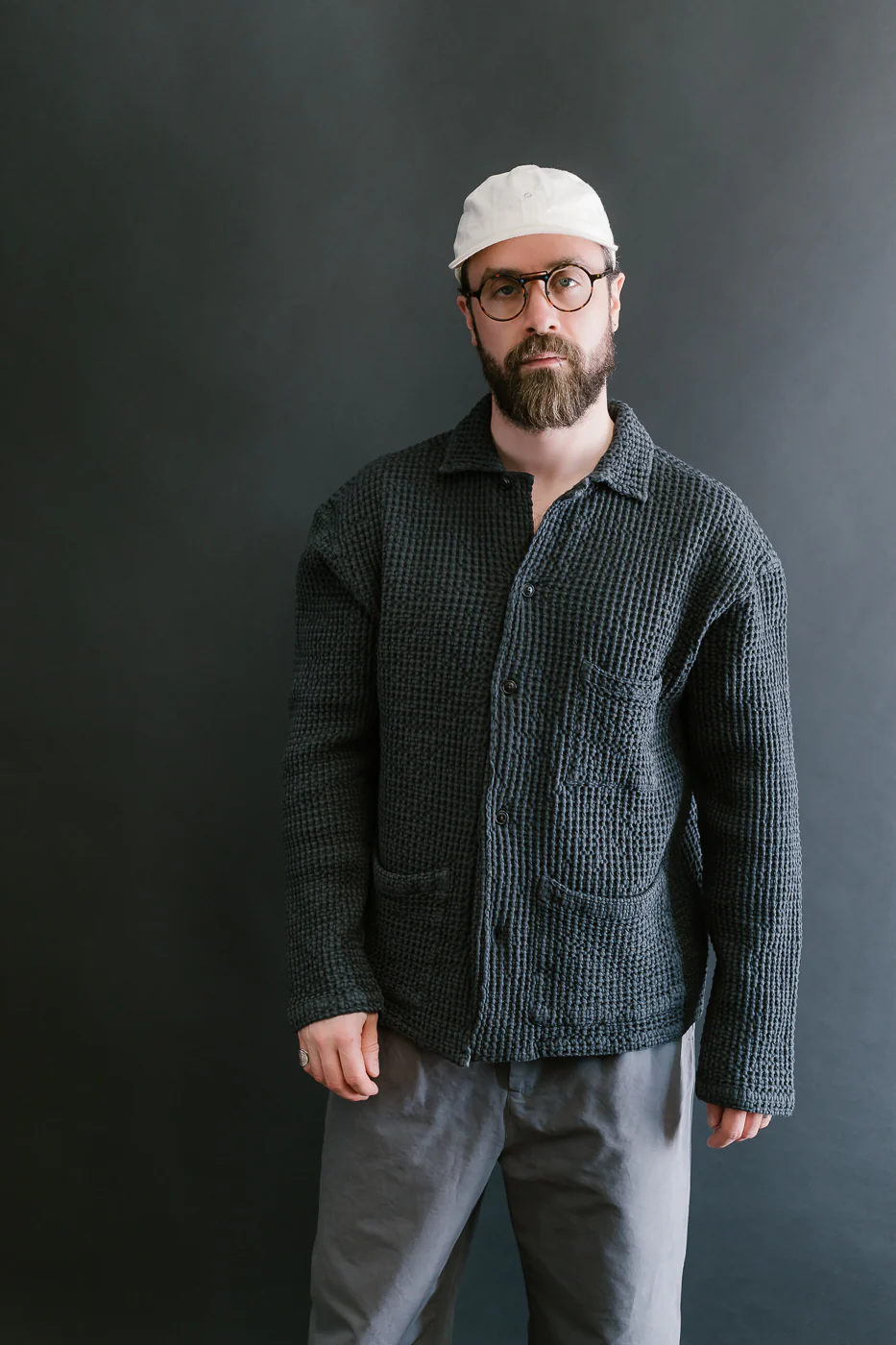M-I-006 - Cabana Shirt Chickpea Cotton - Asphalt - Image 17