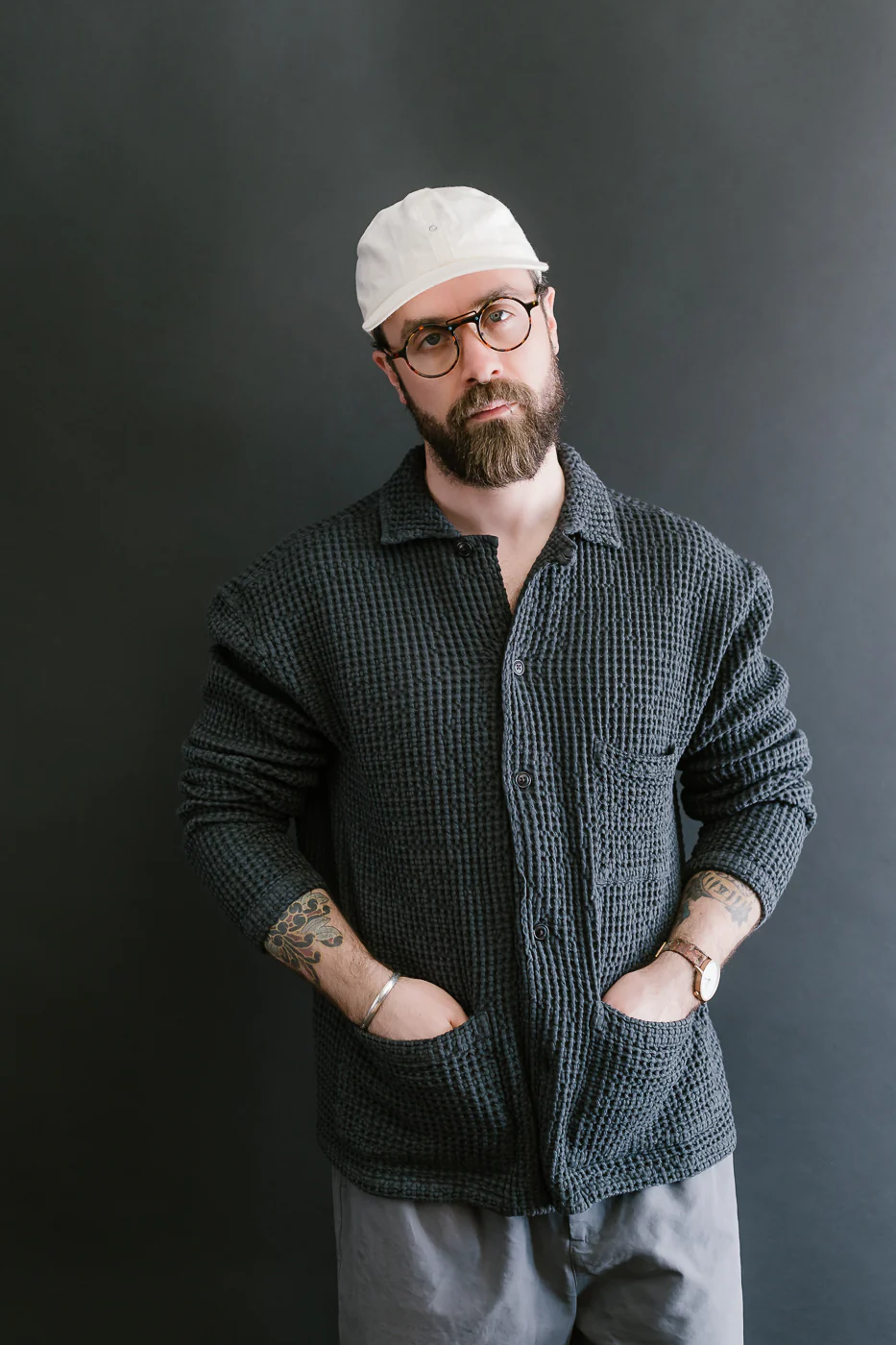 M-I-006 - Cabana Shirt Chickpea Cotton - Asphalt - Image 18