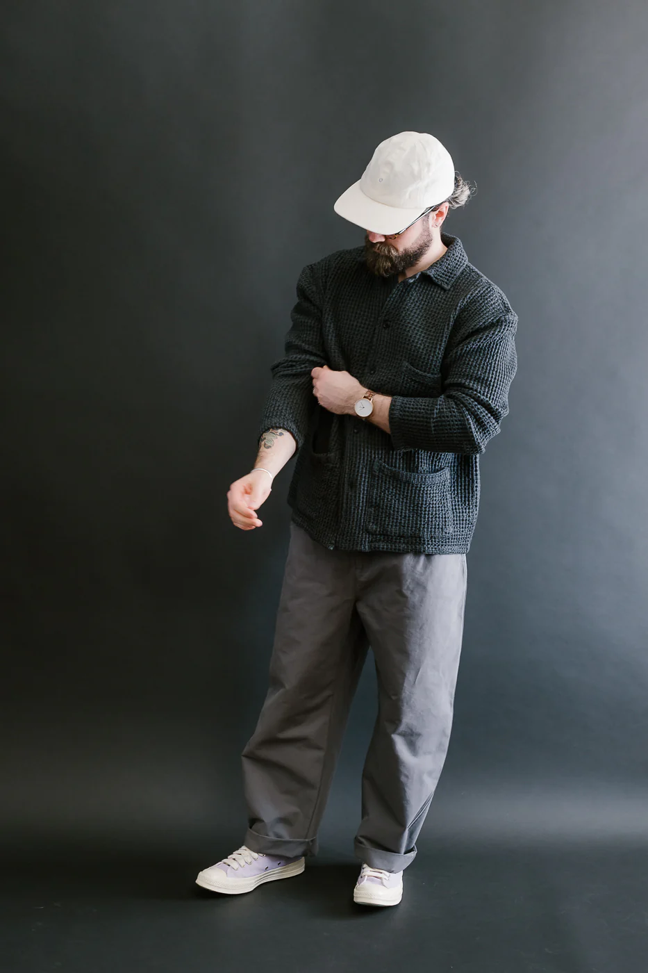 M-I-006 - Cabana Shirt Chickpea Cotton - Asphalt - Image 9