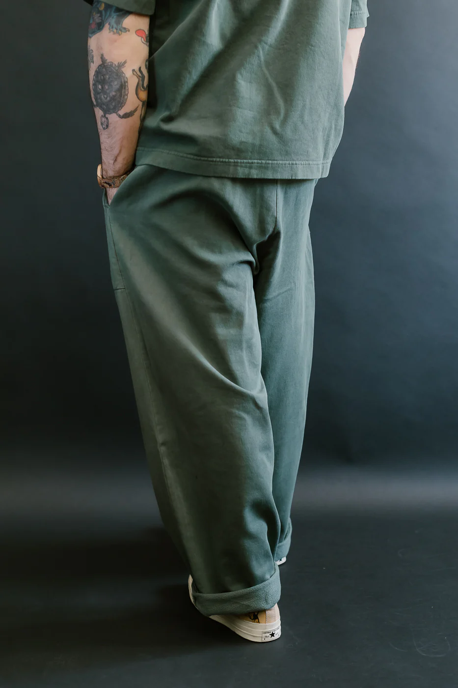 M-J-0003 - Reformer Pants Twill Jersey - Forest Green - Image 10