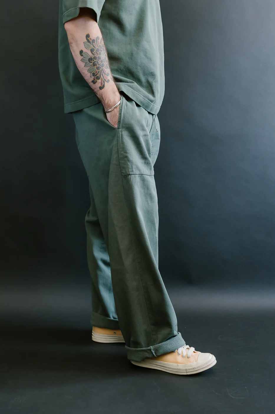 M-J-0003 - Reformer Pants Twill Jersey - Forest Green - Image 12