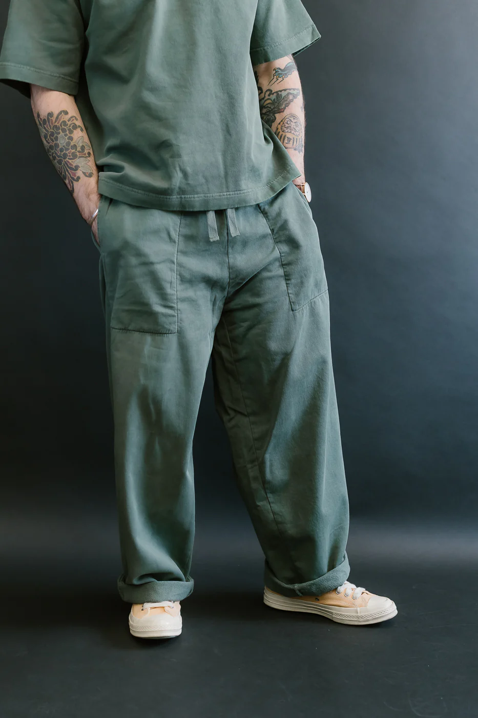 M-J-0003 - Reformer Pants Twill Jersey - Forest Green - Image 13
