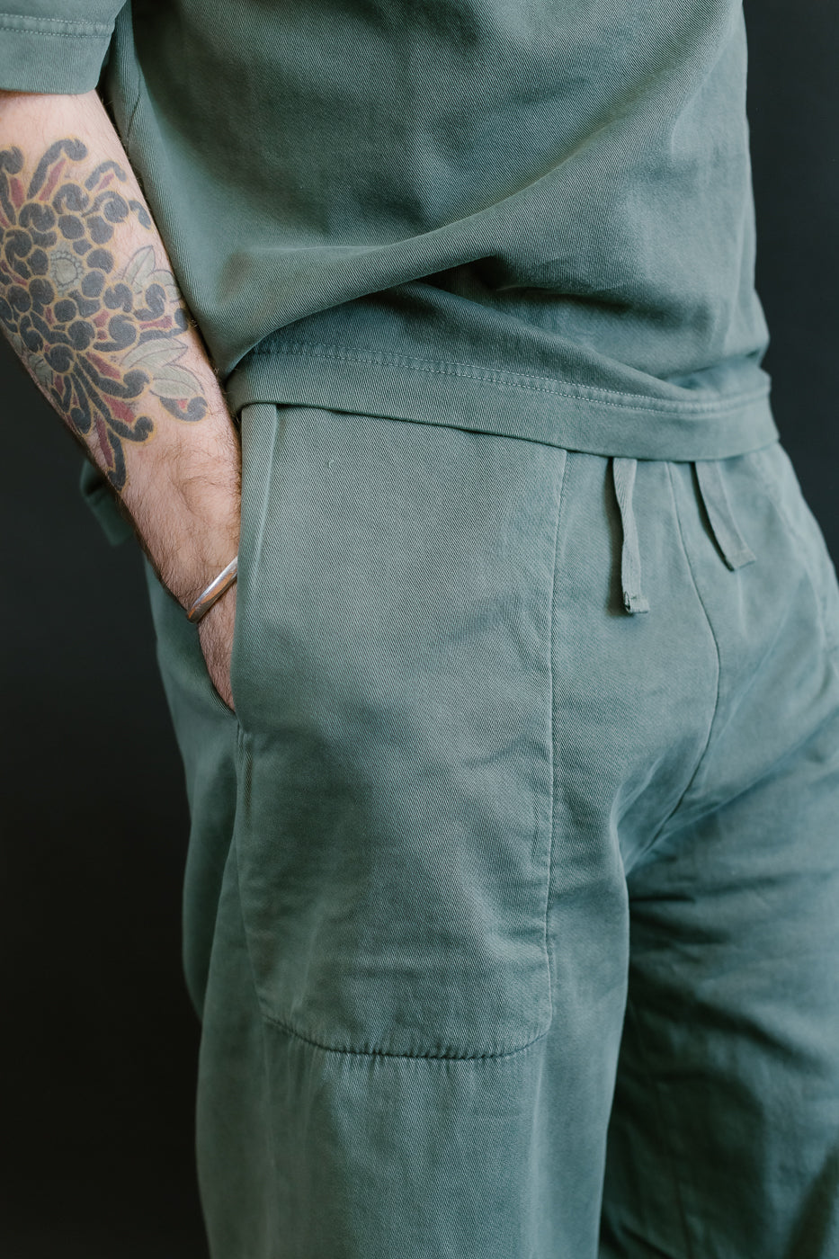 M-J-0003 - Reformer Pants Twill Jersey - Forest Green - Image 15