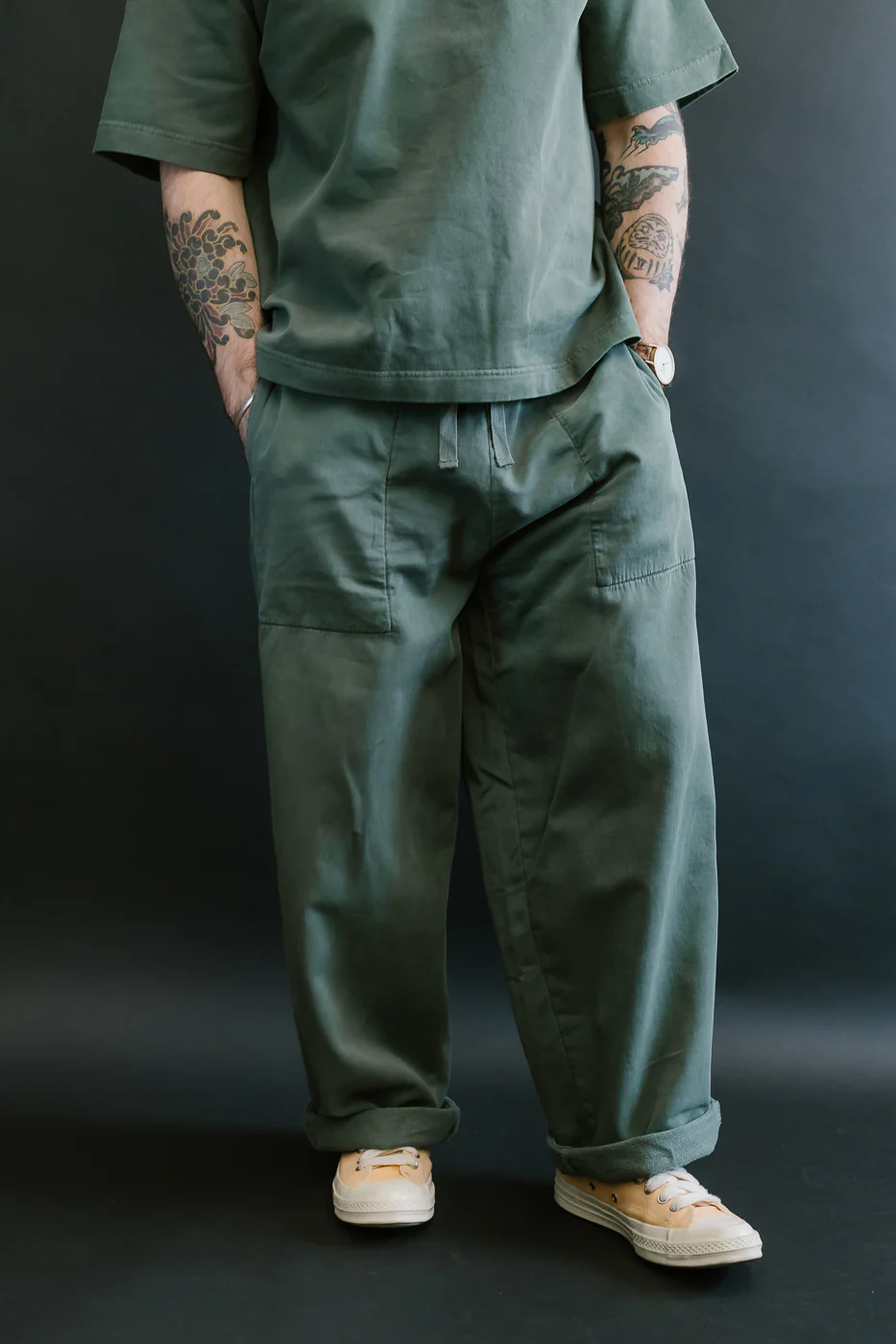 M-J-0003 - Reformer Pants Twill Jersey - Forest Green - Image 8