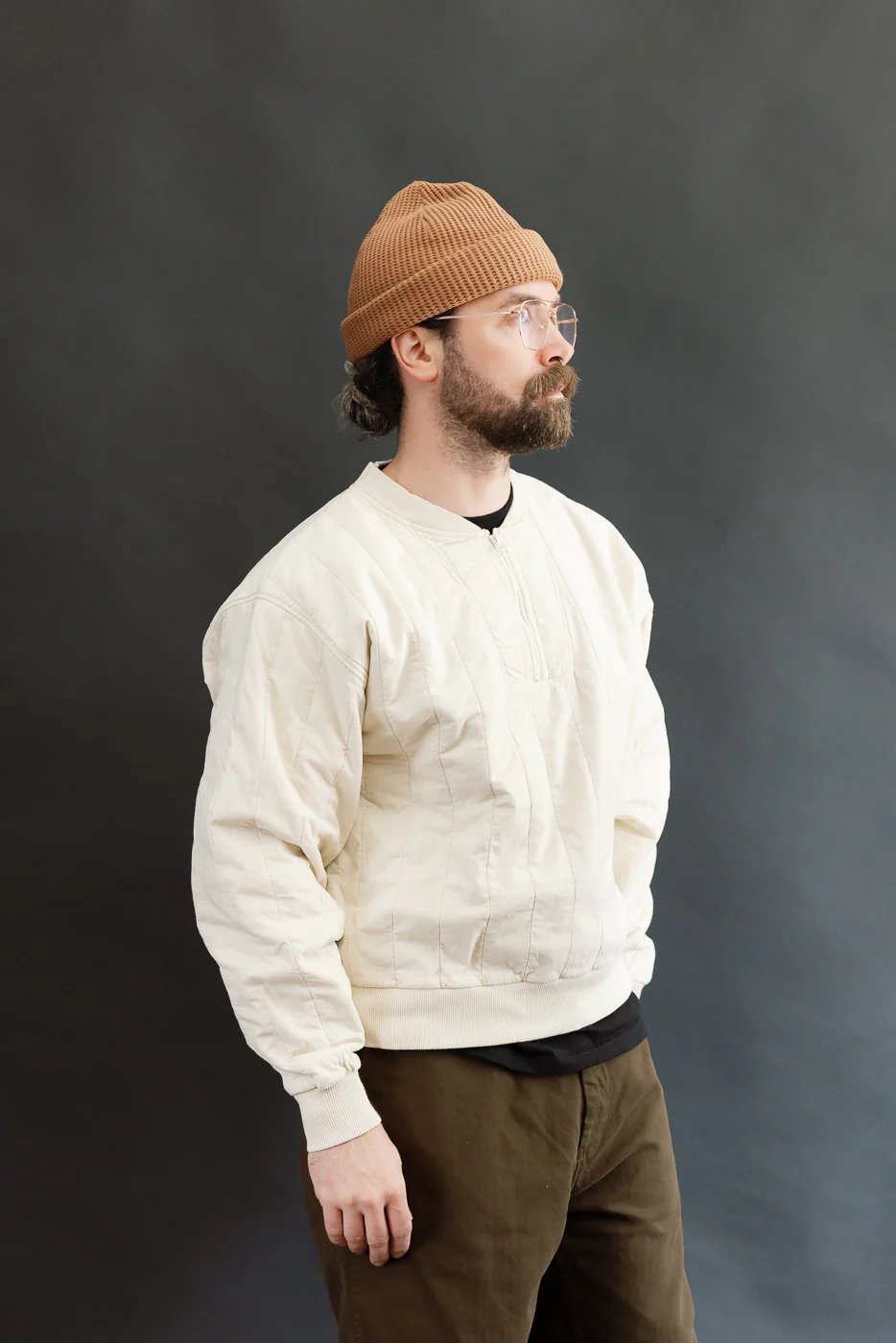 M-J-002 - Oslo Sweater Quilted Cotton - Ecru - Image 9