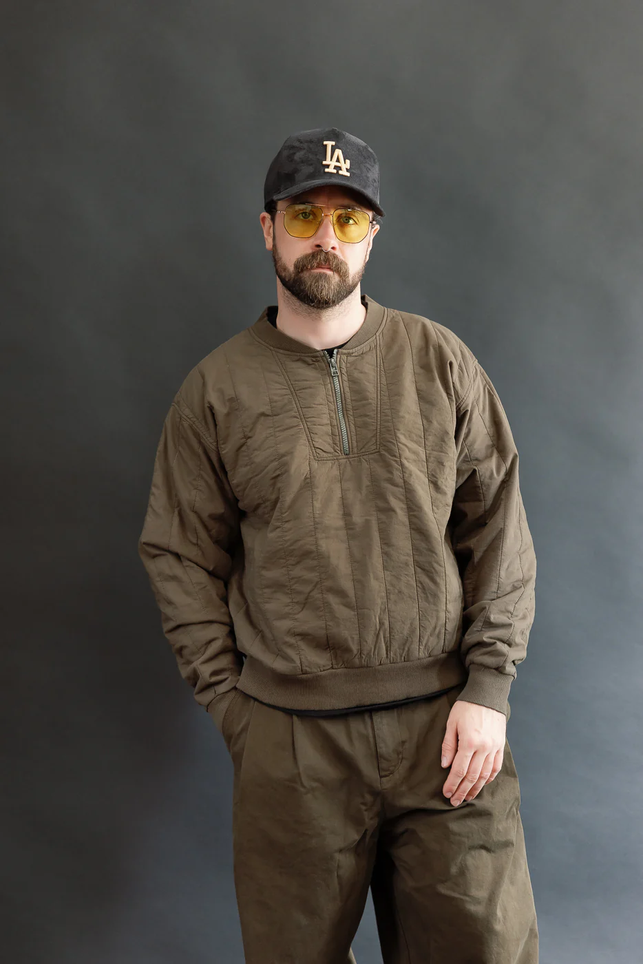 M-J-002 - Oslo Sweater Quilted Cotton - Java Brown - Image 8