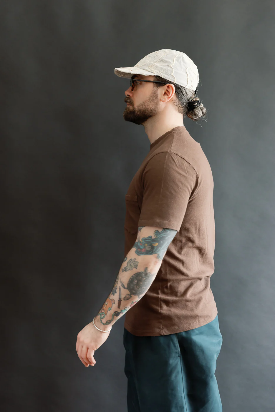 M-J-004 - Pocket T Shirt Cotton Hemp - Aztec Brown - Image 11