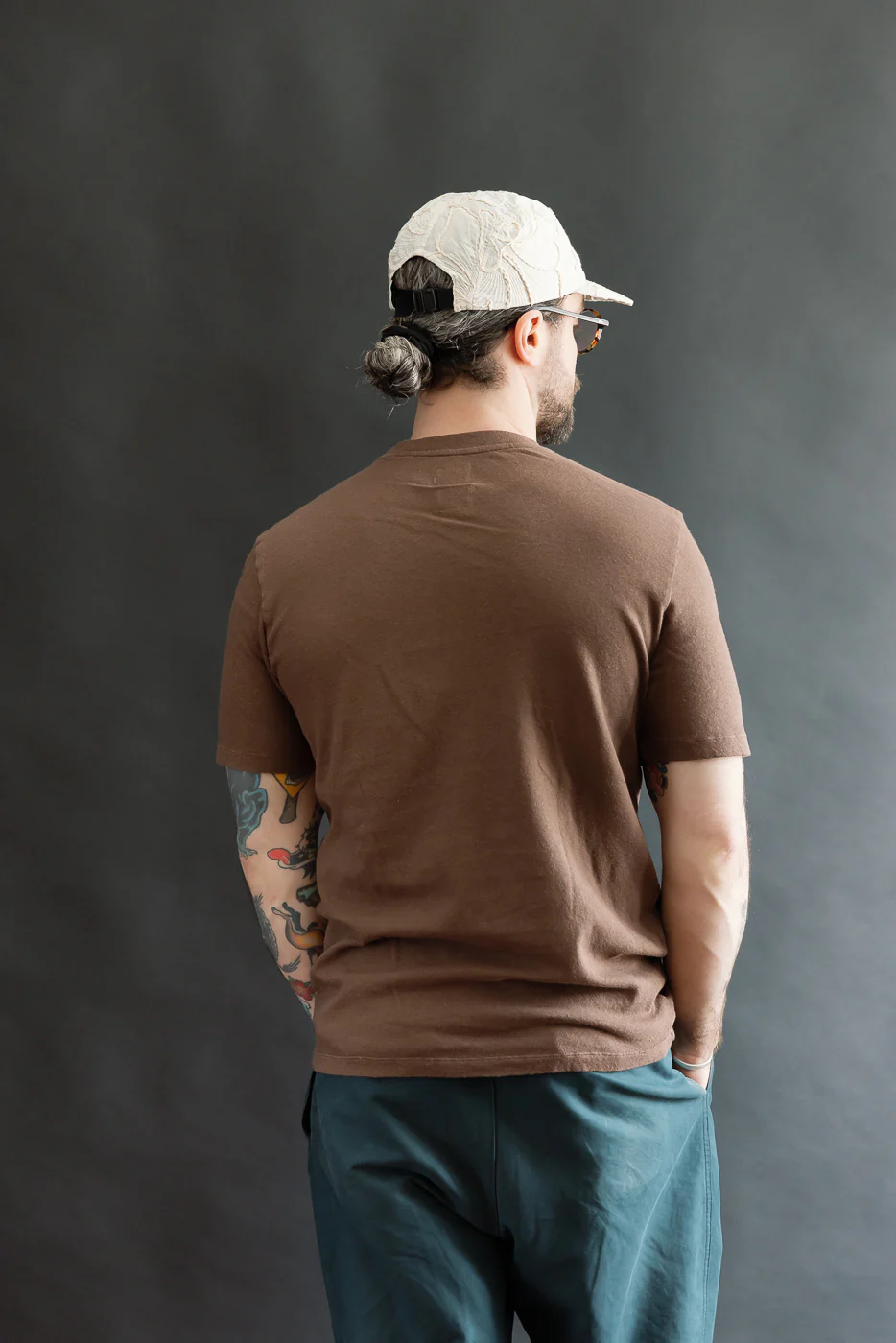 M-J-004 - Pocket T Shirt Cotton Hemp - Aztec Brown - Image 12