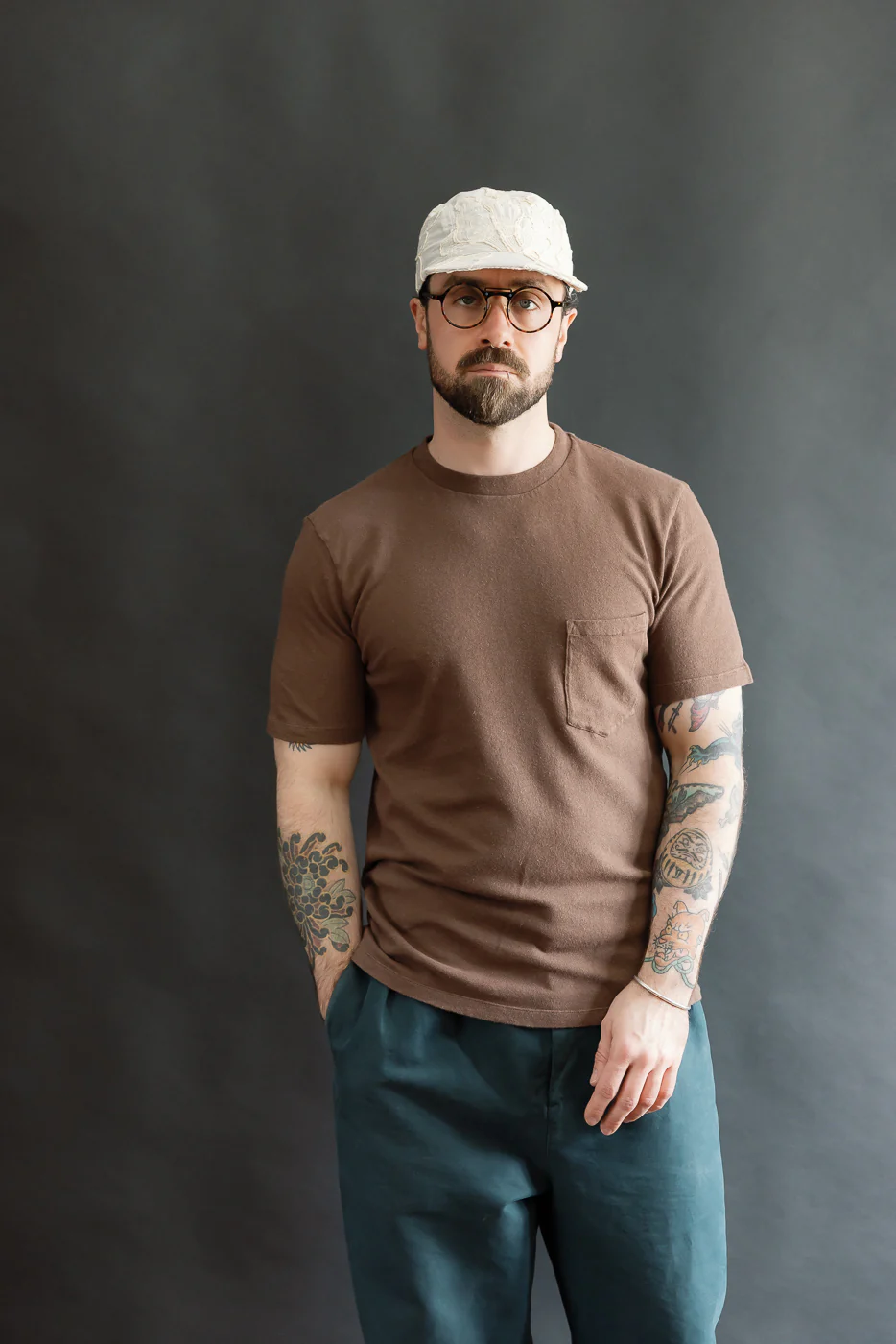 M-J-004 - Pocket T Shirt Cotton Hemp - Aztec Brown - Image 15
