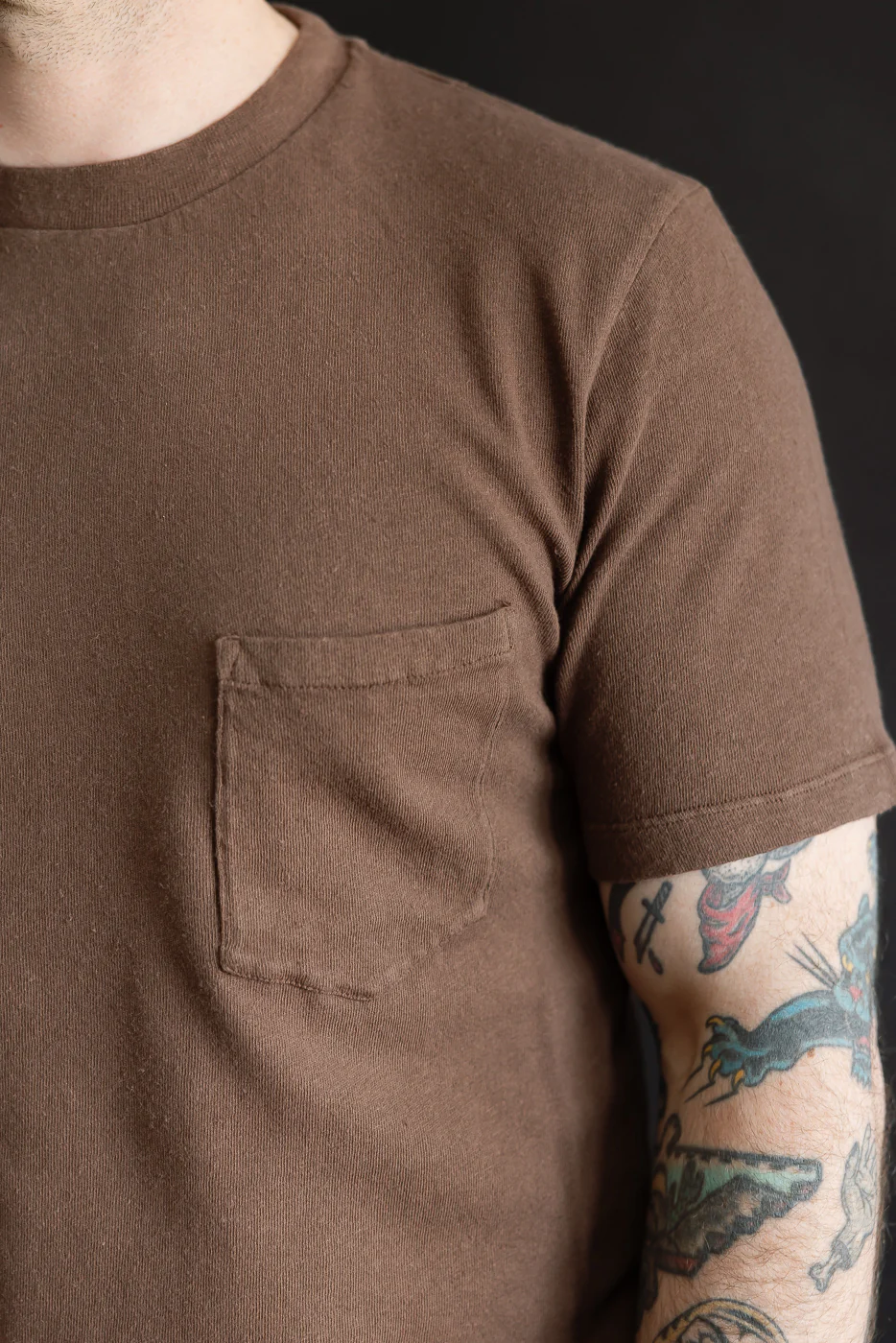 M-J-004 - Pocket T Shirt Cotton Hemp - Aztec Brown - Image 16