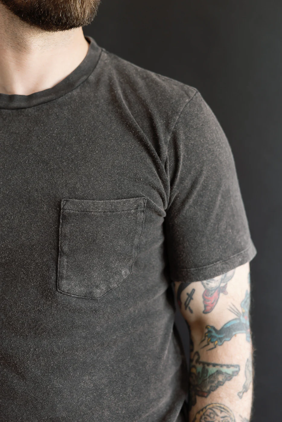 M-J-004 - Pocket T Shirt Cotton Hemp - Vintage Black - Image 15