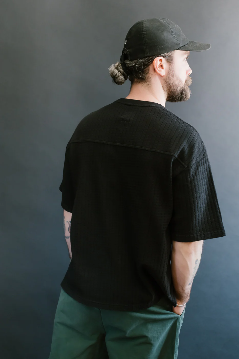 M-J-009 - Cotton Mesh Oversized T-shirt - Black - Image 12