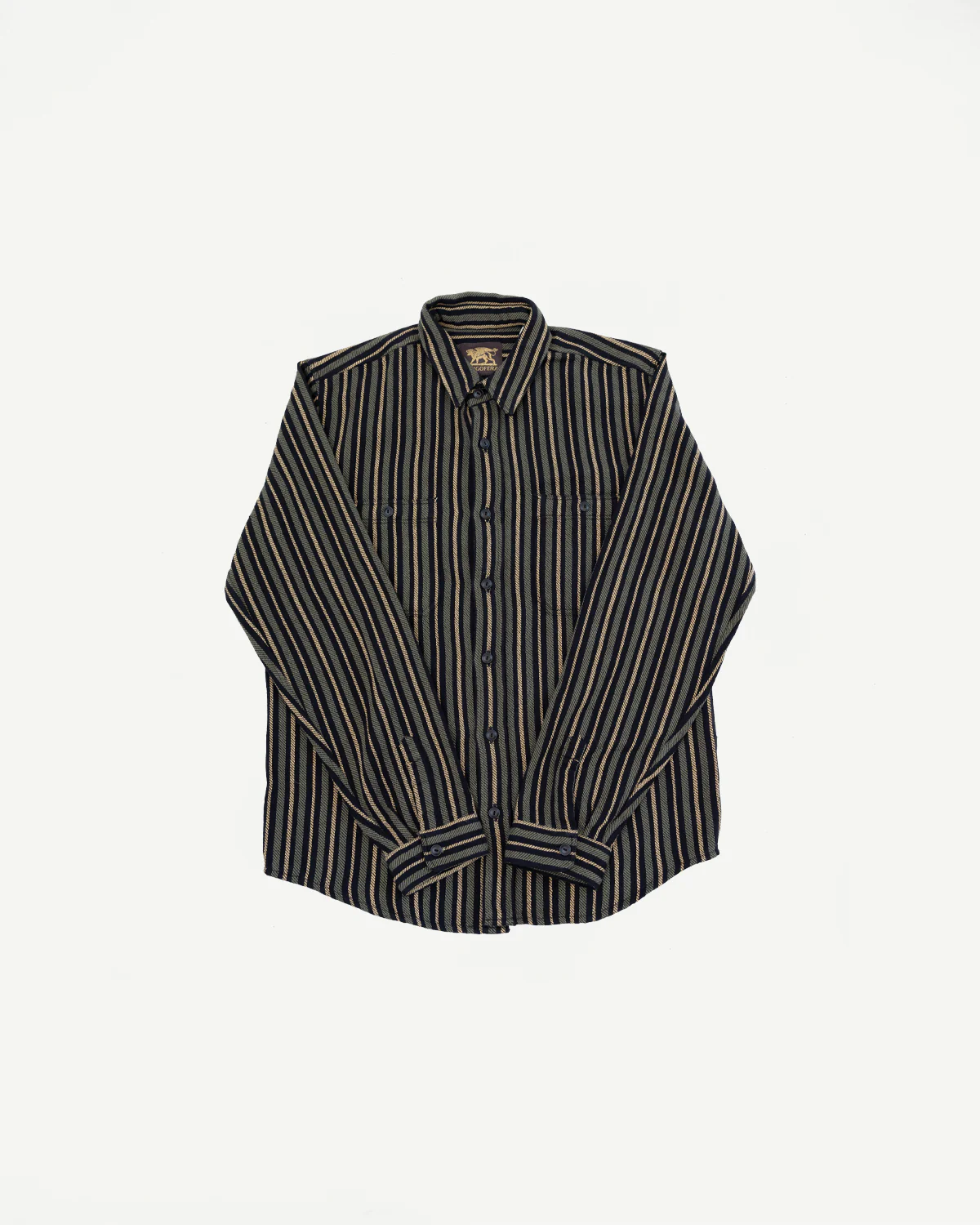 McAllen Shirt Drunken Stripe Twill - Black, Beige, Grey