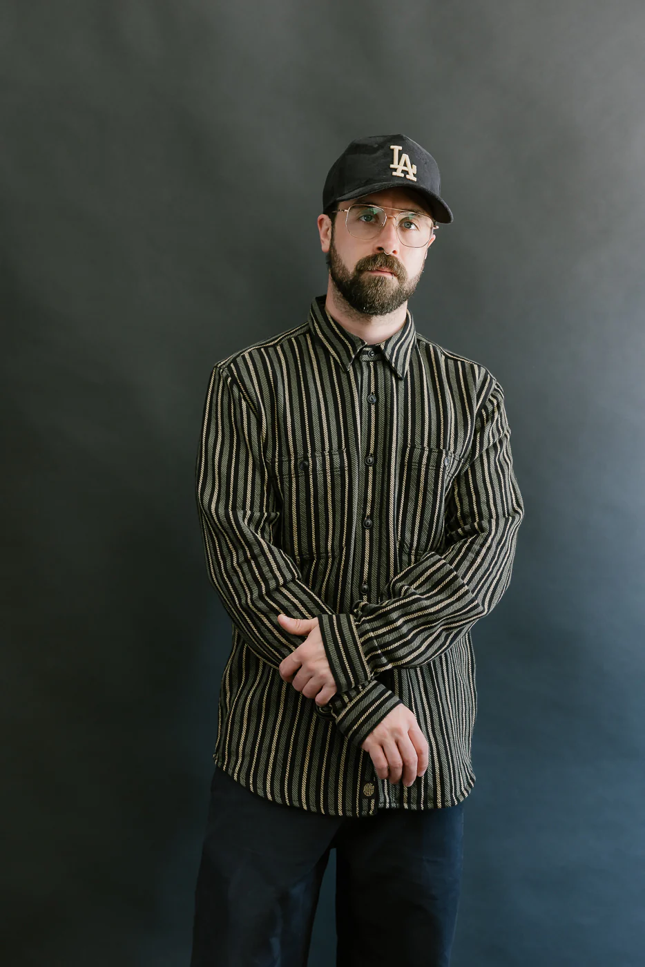 McAllen Shirt Drunken Stripe Twill - Black, Beige, Grey - Image 15