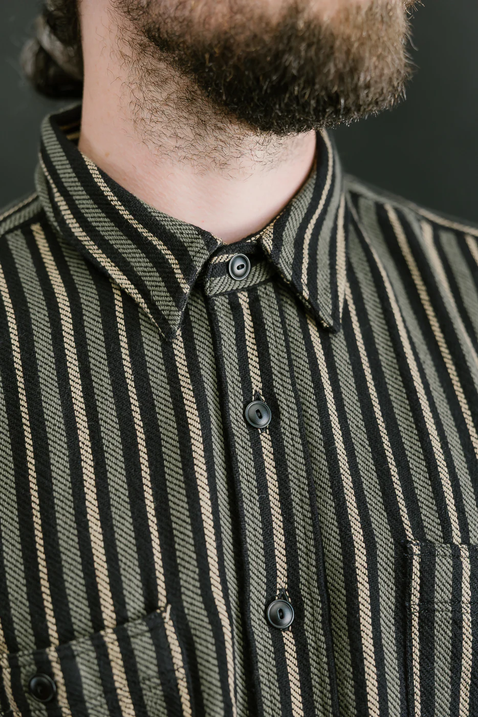 McAllen Shirt Drunken Stripe Twill - Black, Beige, Grey - Image 18