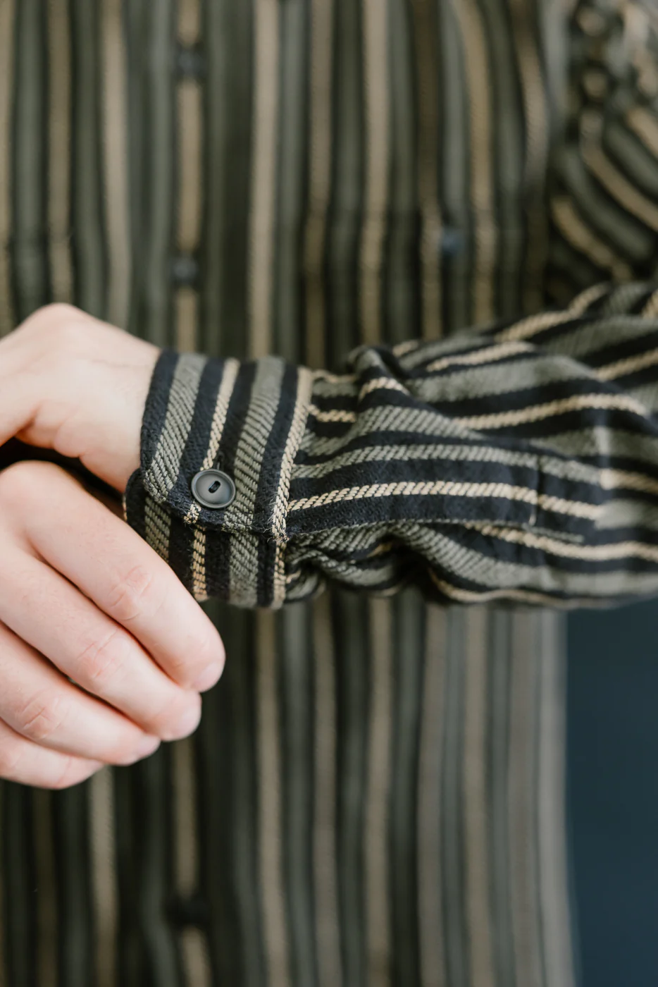 McAllen Shirt Drunken Stripe Twill - Black, Beige, Grey - Image 19