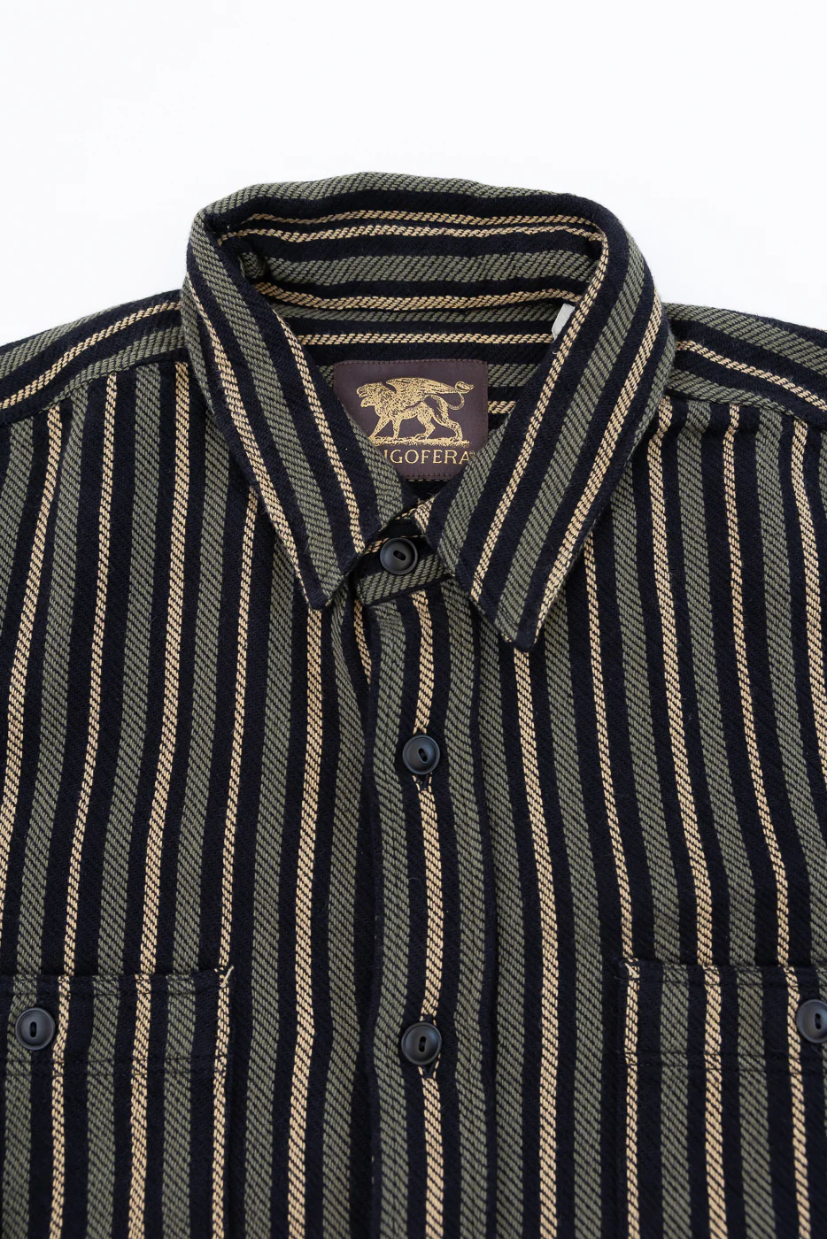 McAllen Shirt Drunken Stripe Twill - Black, Beige, Grey - Image 2