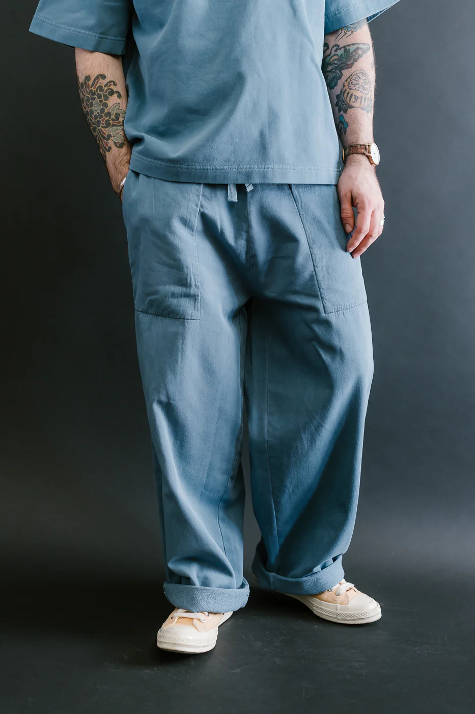 M-J-0003 - Reformer Pants Twill Jersey - Gaz Blue - Image 15