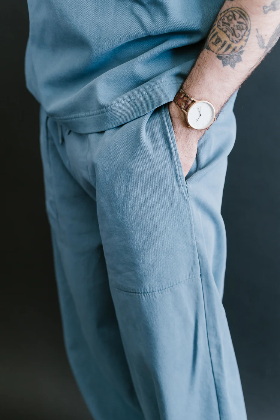 M-J-0003 - Reformer Pants Twill Jersey - Gaz Blue - Image 17