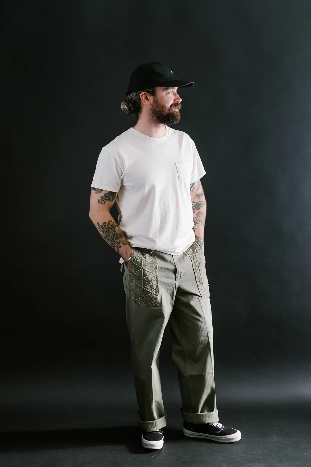 MSP-1014 - Tsugihagi Baker Pants - Army Green - Image 7