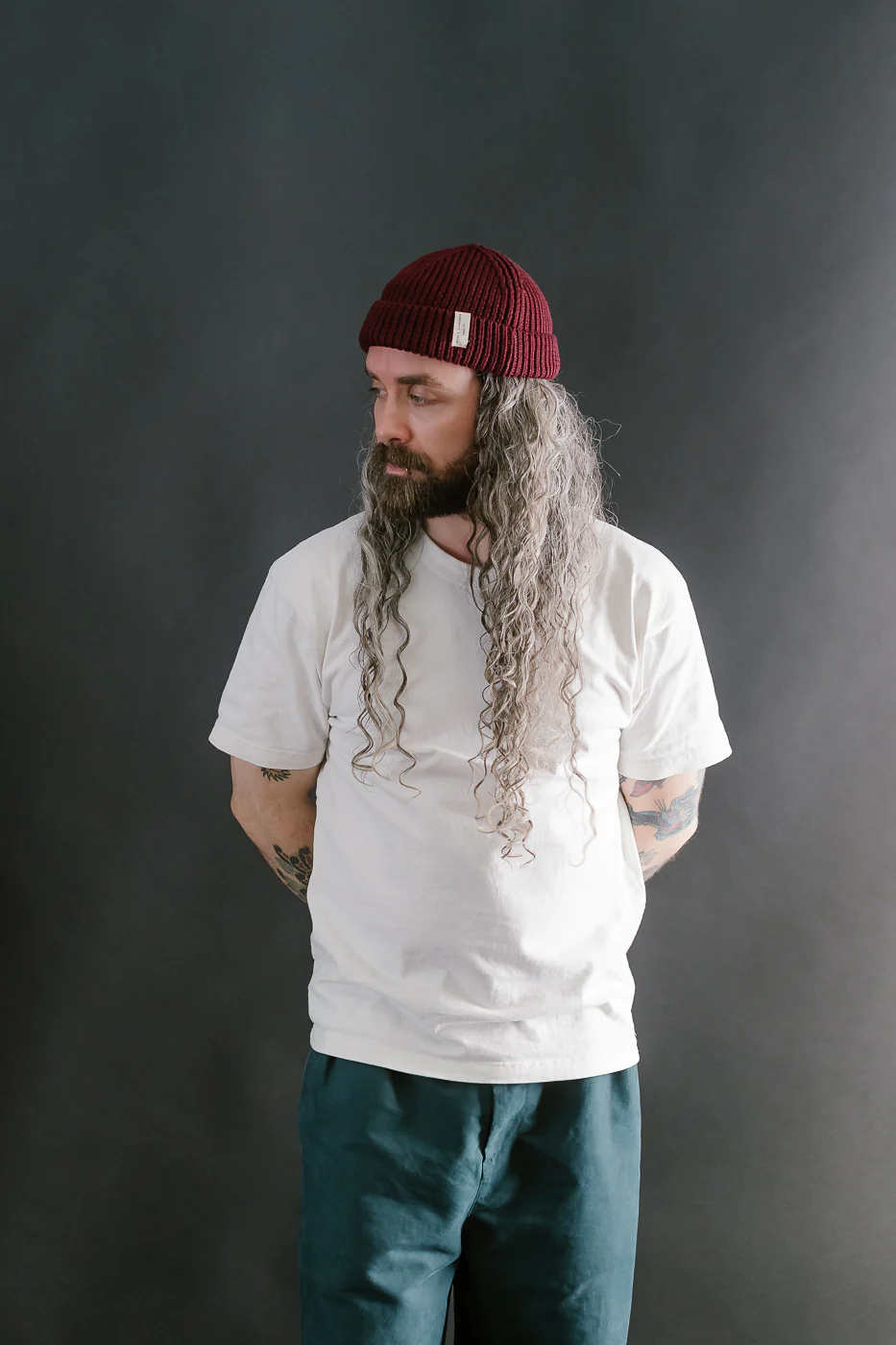 MWBN02.506 - Ribbed Structure Sturdy Beanie Merino Wool - Burgundy - Image 4