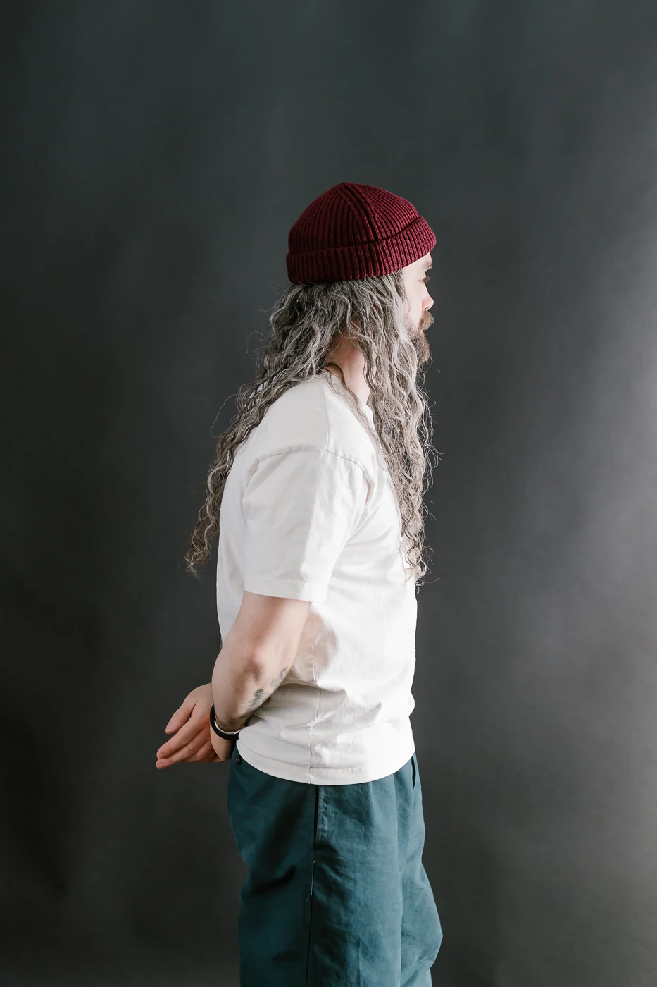 MWBN02.506 - Ribbed Structure Sturdy Beanie Merino Wool - Burgundy - Image 5