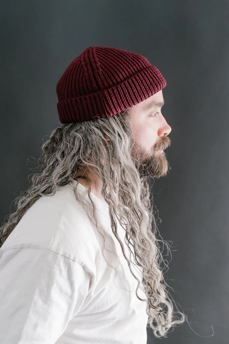 MWBN02.506 - Ribbed Structure Sturdy Beanie Merino Wool - Burgundy - Image 8