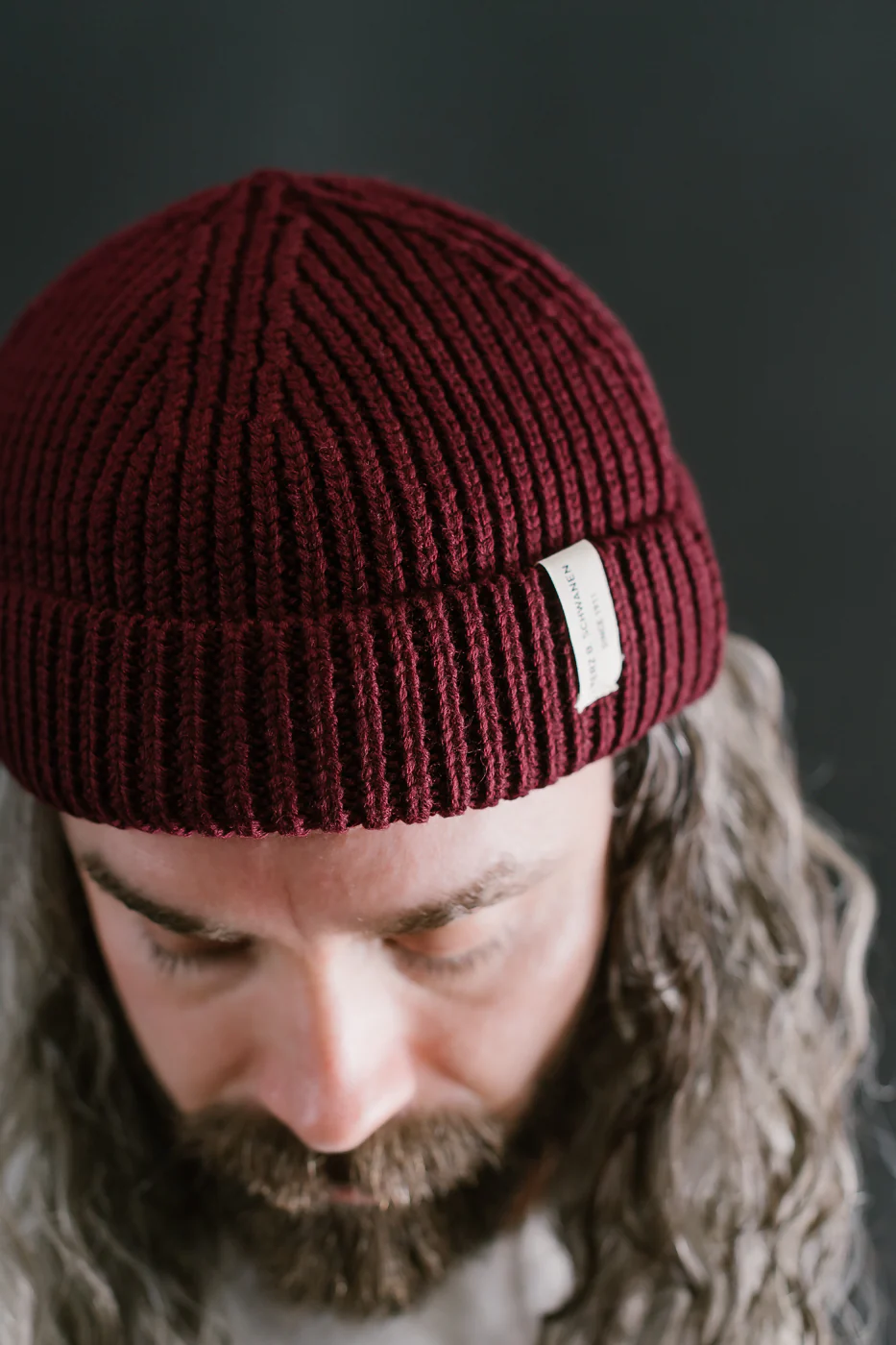 MWBN02.506 - Ribbed Structure Sturdy Beanie Merino Wool - Burgundy - Image 9