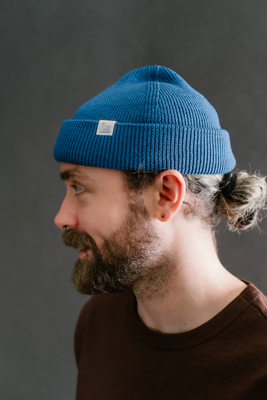 MWBN05.59 - Ribbed Structure Watch Cap Merino Wool - Swan Blue - Image 5