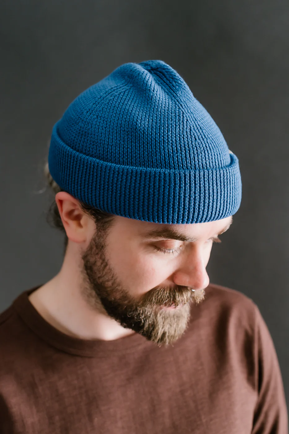 MWBN05.59 - Ribbed Structure Watch Cap Merino Wool - Swan Blue - Image 6