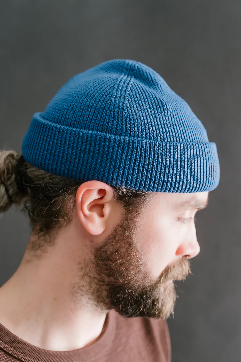 MWBN05.59 - Ribbed Structure Watch Cap Merino Wool - Swan Blue - Image 8