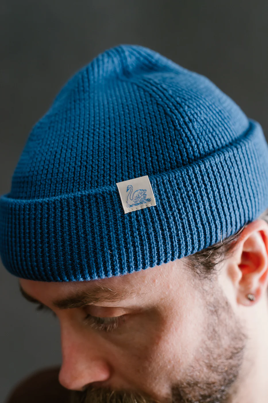 MWBN05.59 - Ribbed Structure Watch Cap Merino Wool - Swan Blue - Image 9