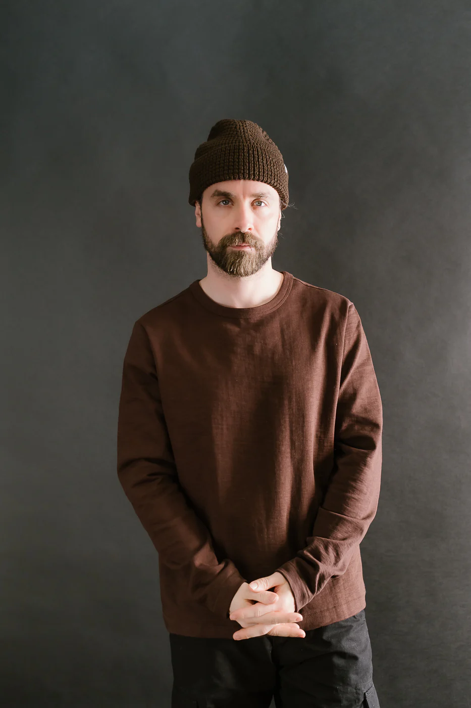 MWBN06.19 - Waffle Structure Sturdy Beanie Merino Wool - Coffee - Image 3