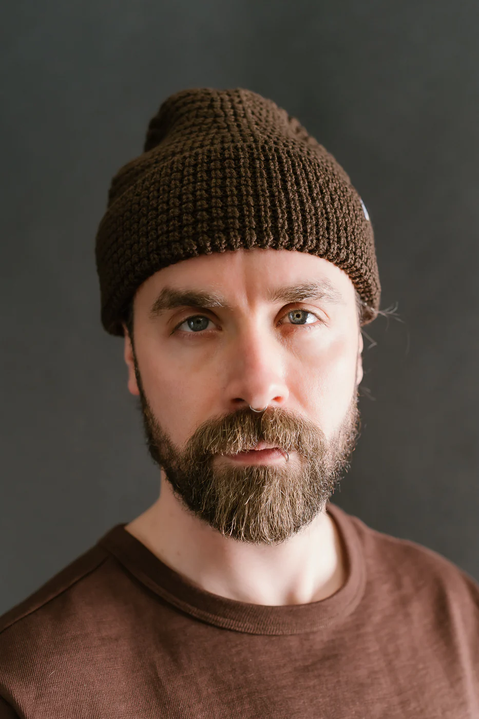 MWBN06.19 - Waffle Structure Sturdy Beanie Merino Wool - Coffee - Image 5